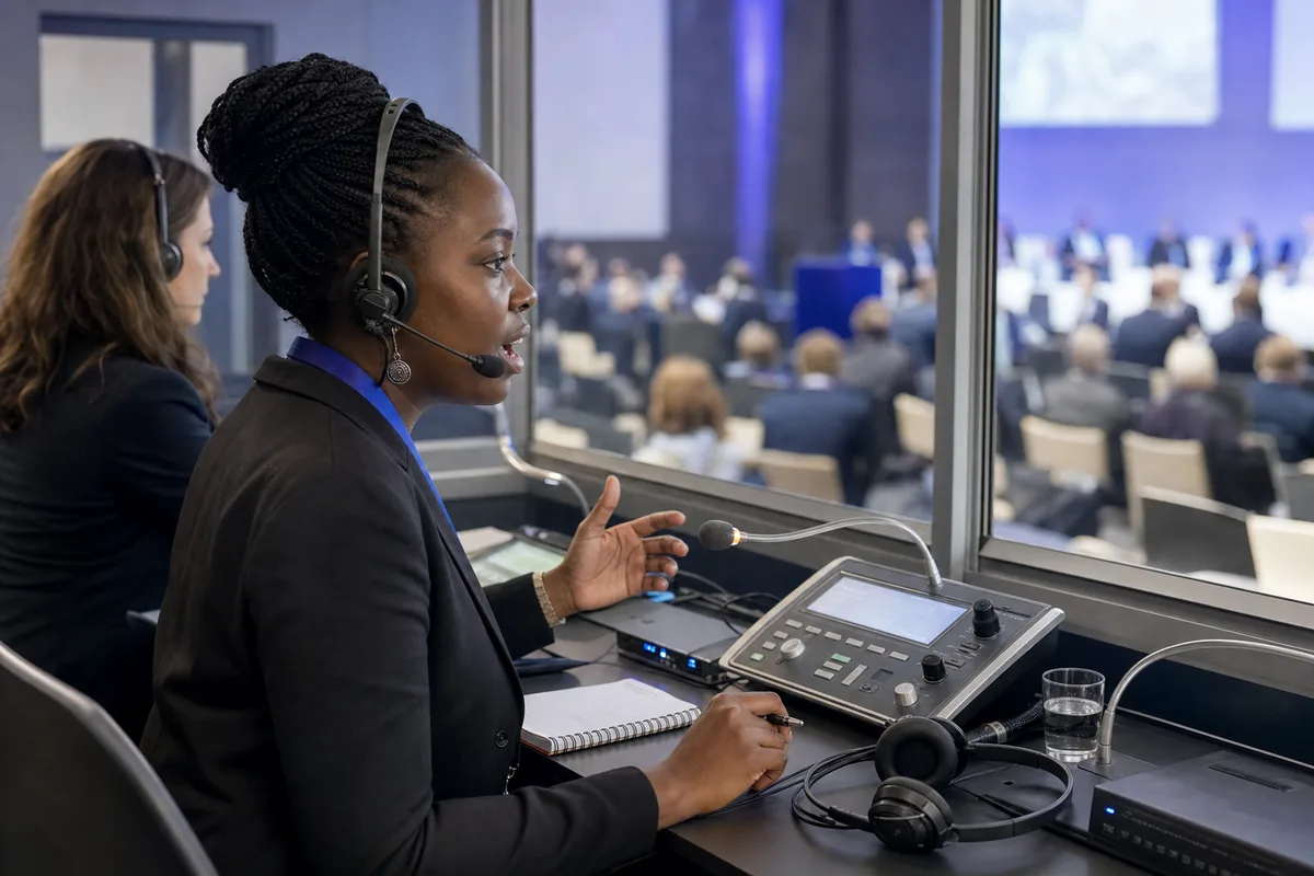 Simultaneous interpretation equipment and professional conference translators