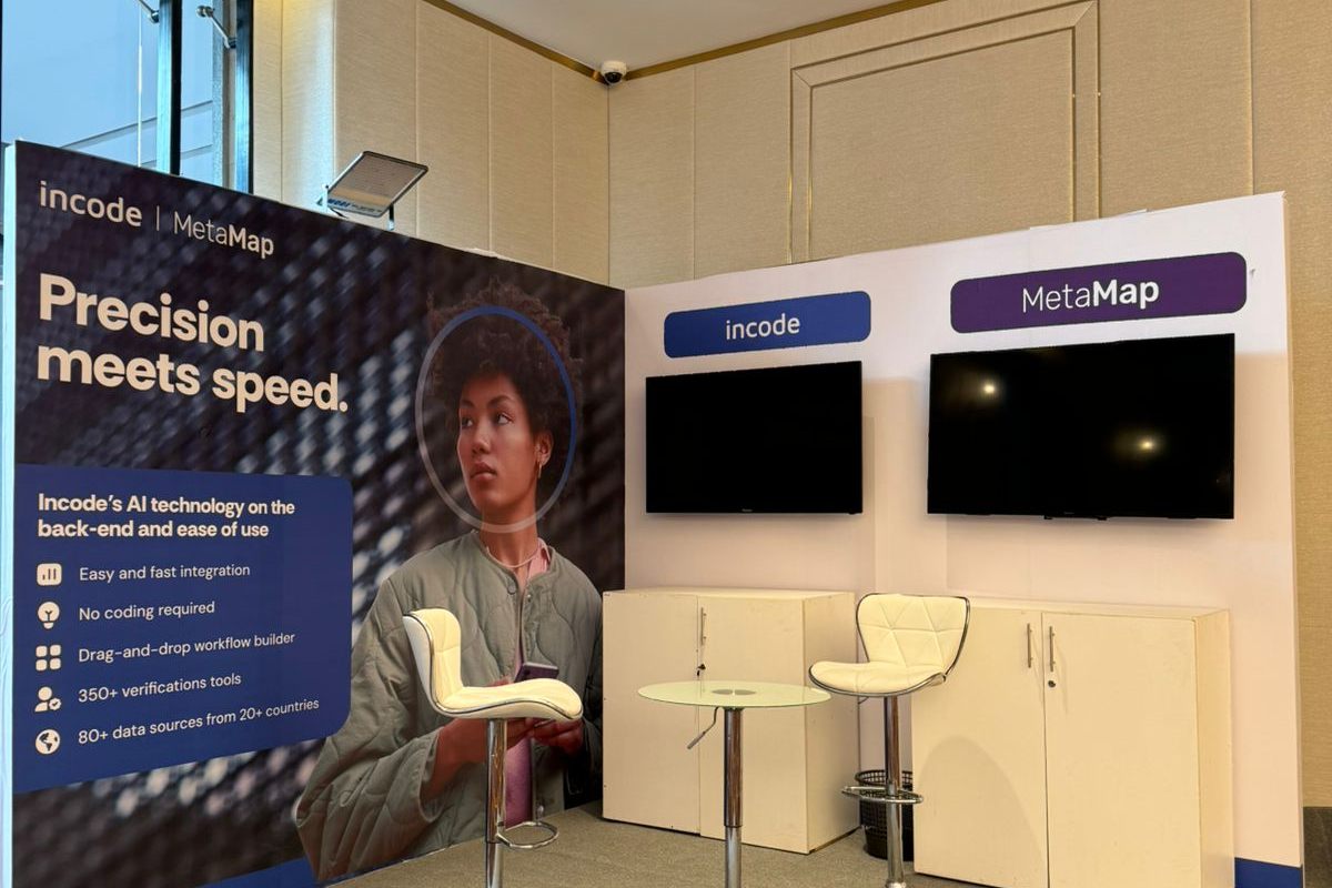 Custom Incode exhibition booth built to match brand guidelines at a conference